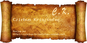Czirbus Krisztofer névjegykártya